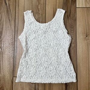 Express White Floral Lace Tank Top